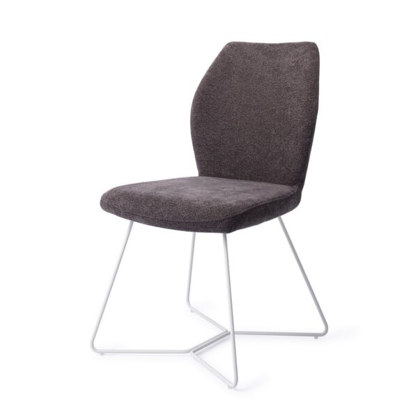 Set 2 scaune dining din tesatura gri inchis/alb Ikata - imagine 2