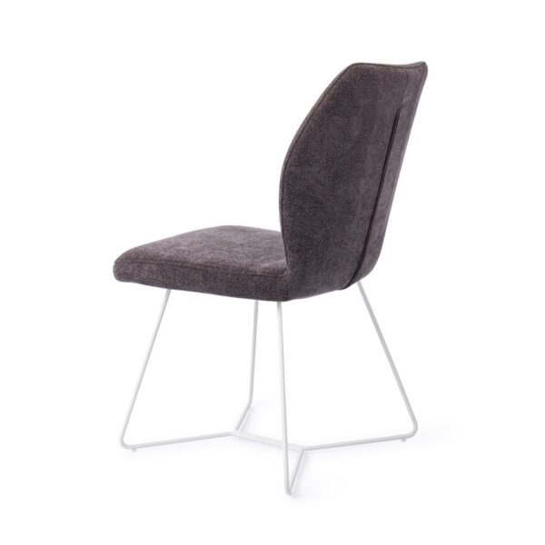Set 2 scaune dining din tesatura gri inchis/alb Ikata - imagine 3