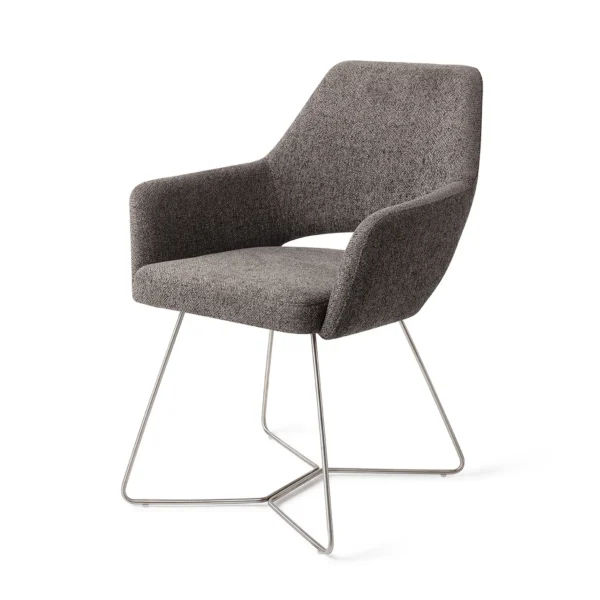 Set 2 scaune dining din tesatura gri inchis/argintiu Yanai - imagine 2