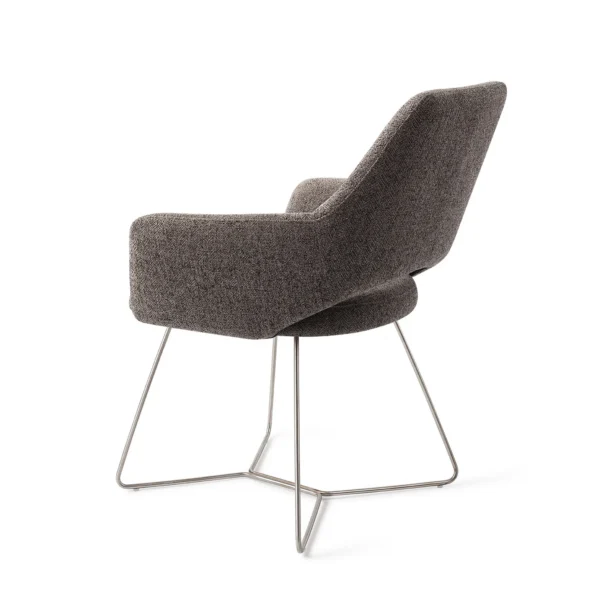 Set 2 scaune dining din tesatura gri inchis/argintiu Yanai - imagine 3