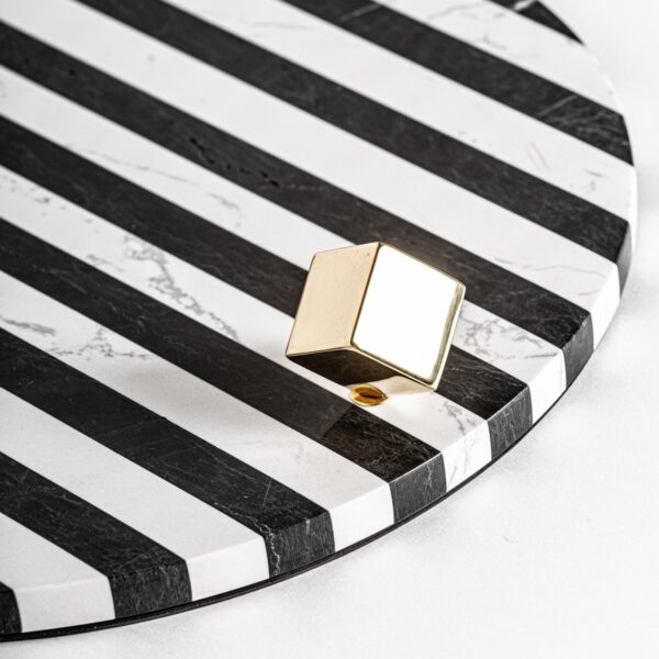 Tava alb/negru din marmura si otel Stripes - imagine 2