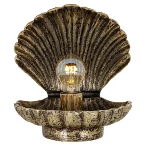 Veioza auriu vintage din aluminiu si fier Pearl