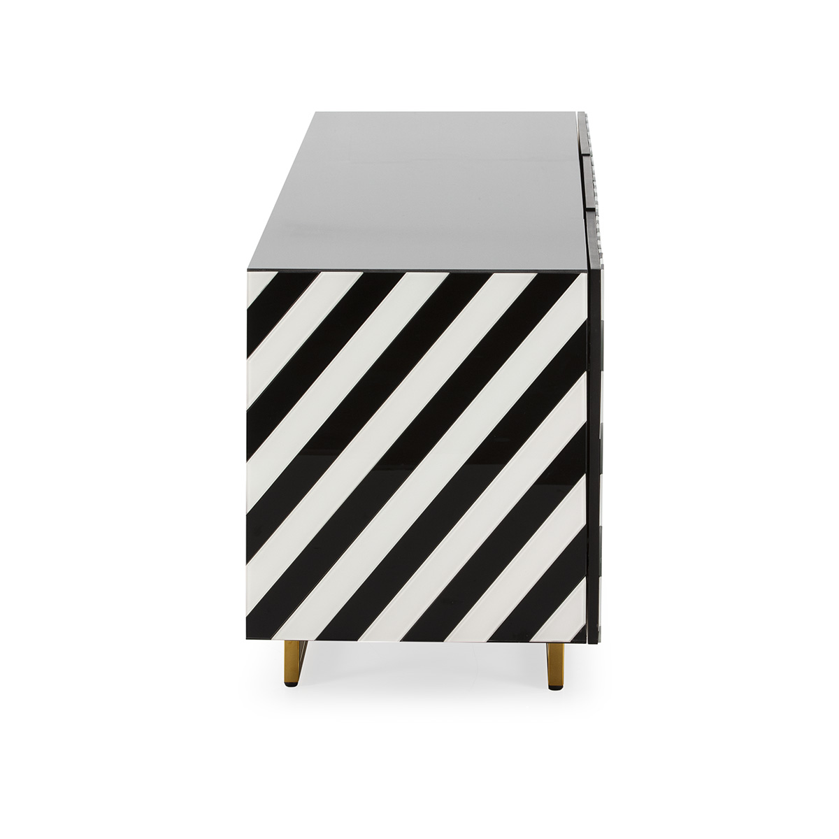 Comoda TV alb/negru din sticla si otel Quebec - imagine 3