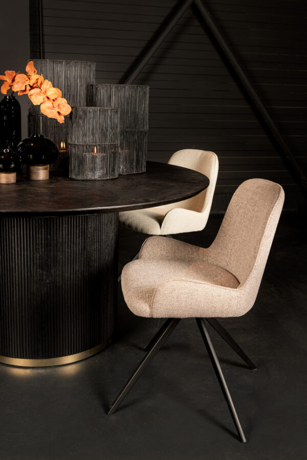 Masa dining neagra rotunda din lemn de mango 150Ø Xelle - imagine 2