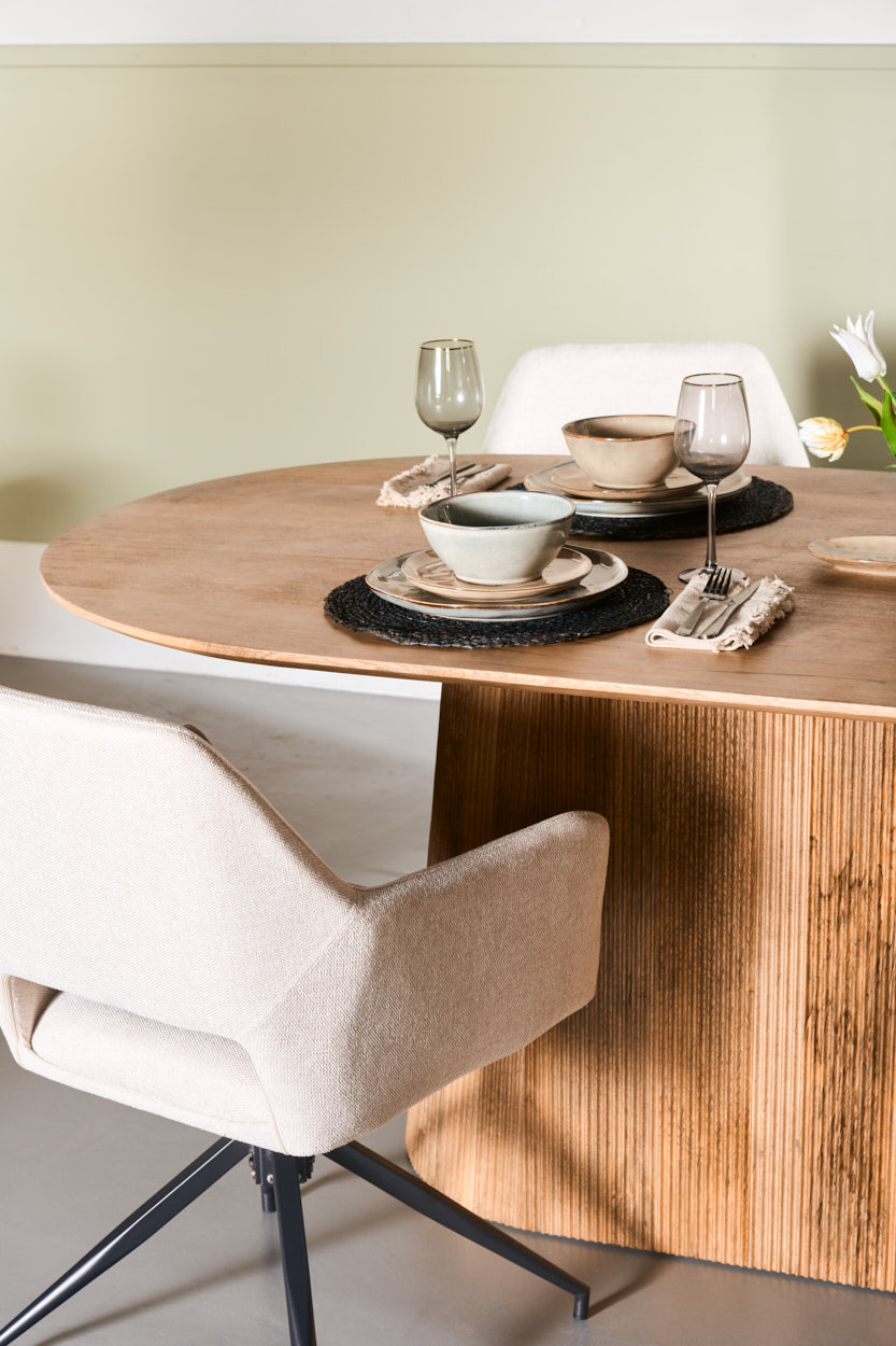 Masa dining ovala maro deschis din lemn 180 x 100 Mocha - imagine 5