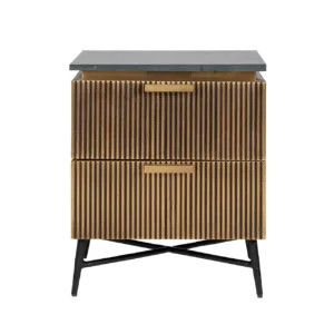 Noptiera aurie din MDF si marmura Ironville