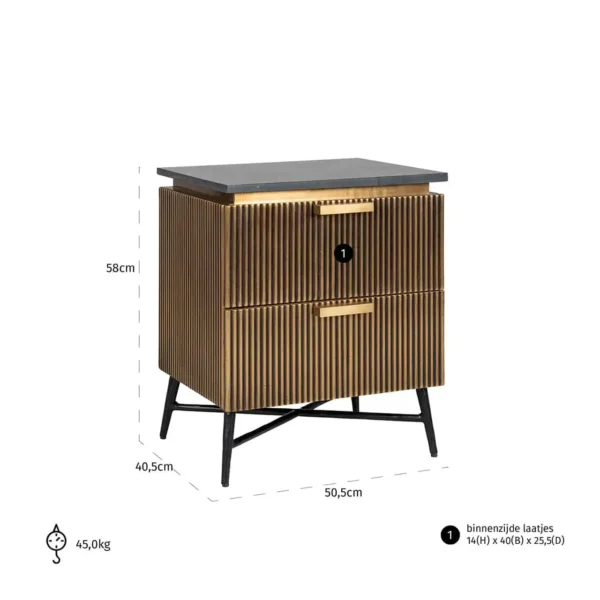 Noptiera aurie din MDF si marmura Ironville - imagine 6