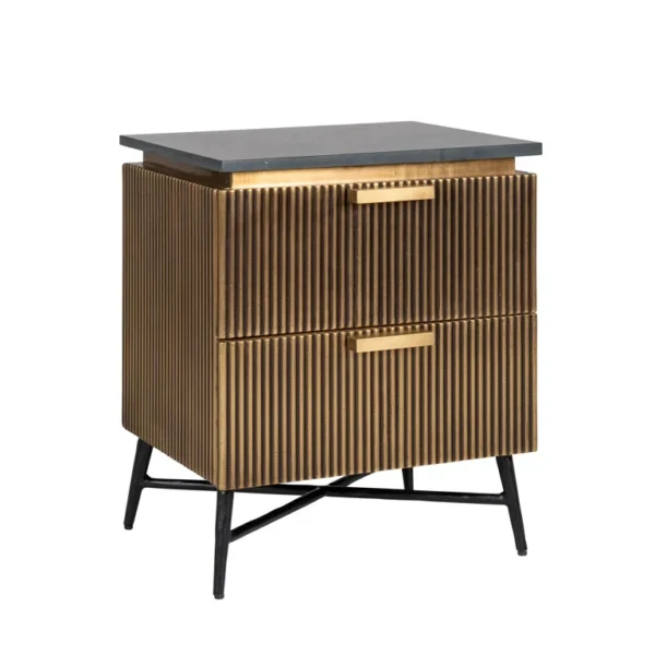 Noptiera aurie din MDF si marmura Ironville