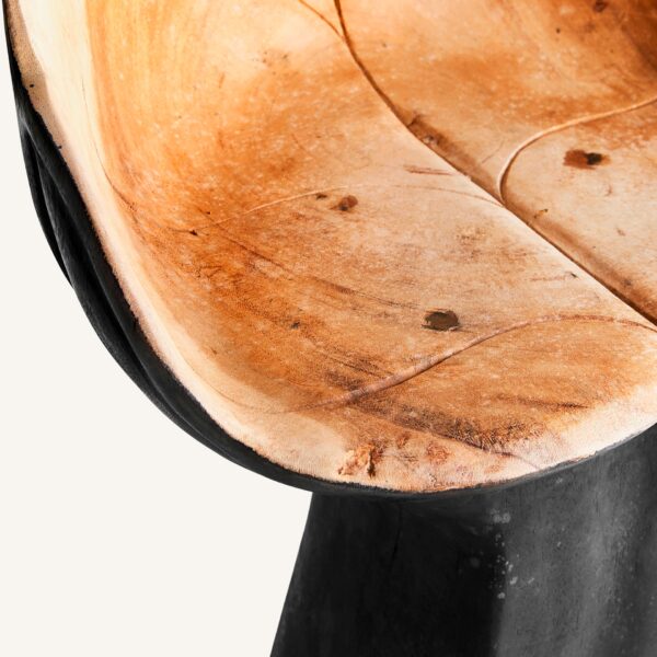 Scaun de bar negru din lemn de suar Ethnic - imagine 6