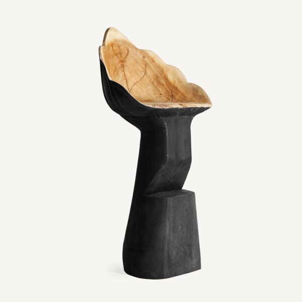 Scaun de bar negru din lemn de suar Ethnic - imagine 2