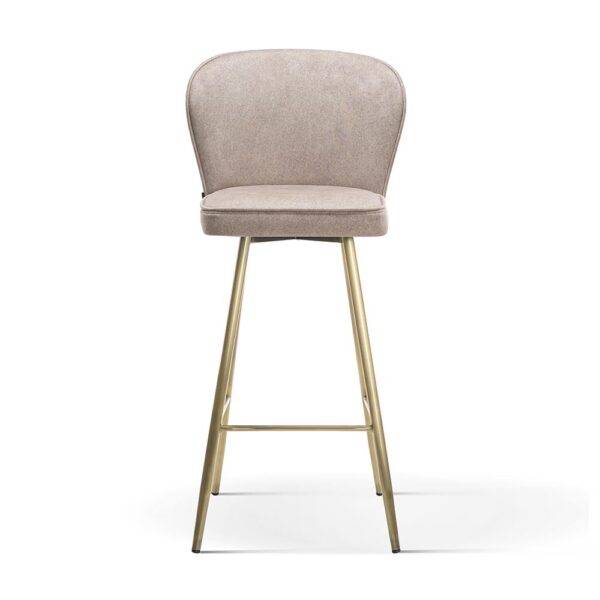 Scaun de bar roz prafuit/auriu mat din tesatura Aine - imagine 2