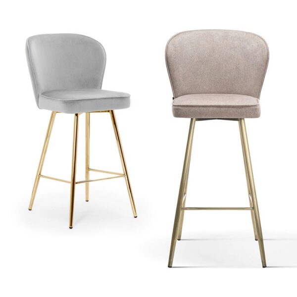 Scaun de bar roz prafuit/auriu mat din tesatura Aine - imagine 5