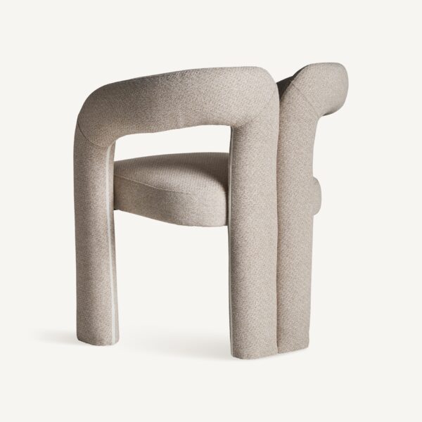 Scaun dining alb bej din tesatura de bumbac Chambery - imagine 4