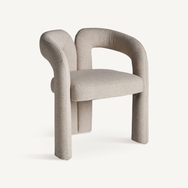 Scaun dining alb bej din tesatura de bumbac Chambery - imagine 2