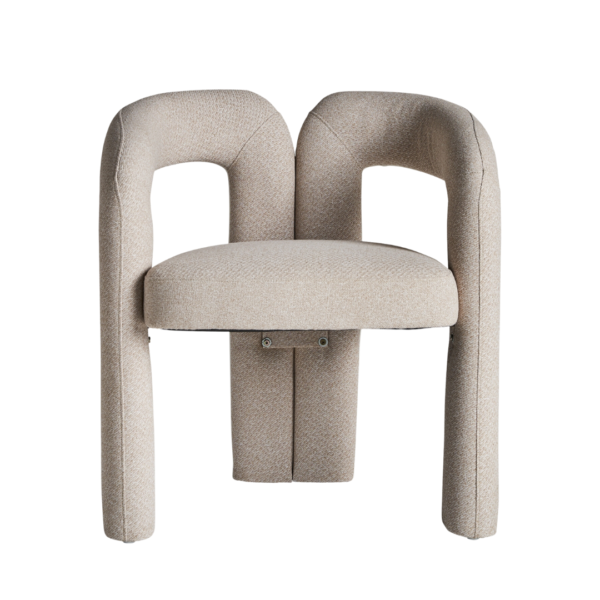 Scaun dining alb bej din tesatura de bumbac Chambery