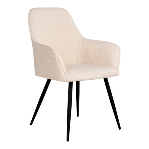 Set 2 scaune dining alb din tesatura boucle Harbo