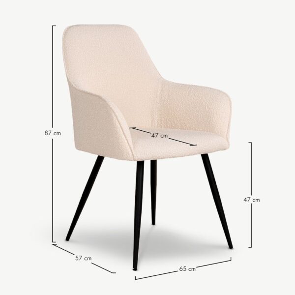 Set 2 scaune dining alb din tesatura boucle Harbo - imagine 6