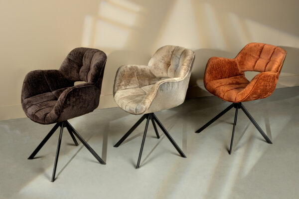 Set 2 scaune dining gri maro din tesatura Luisa - imagine 6
