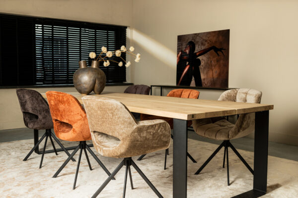 Set 2 scaune dining gri maro din tesatura Luisa - imagine 2