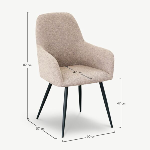 Set 2 scaune dining bej din tesatura boucle Harbo - imagine 6