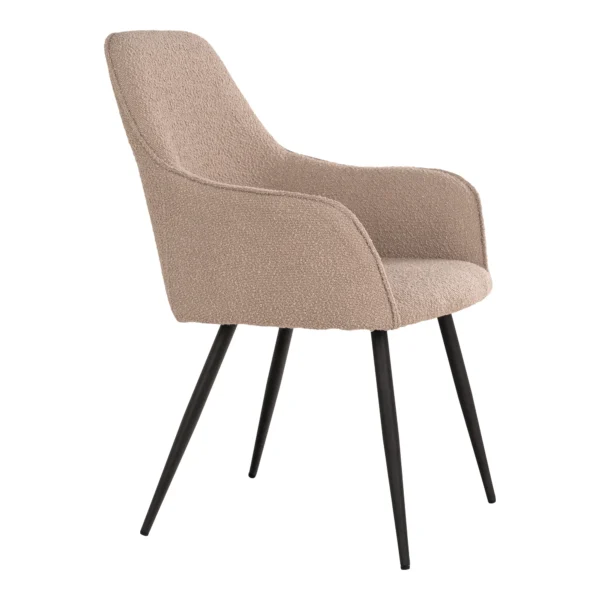 Set 2 scaune dining bej din tesatura boucle Harbo - imagine 3