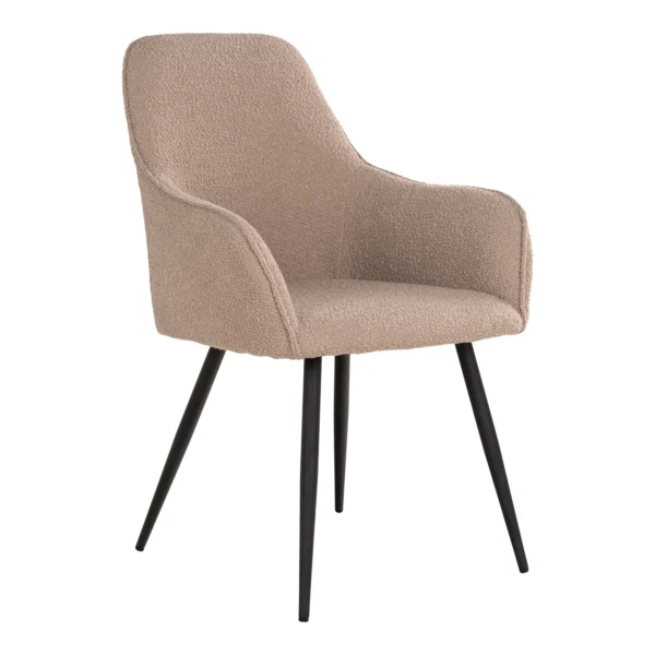 Set 2 scaune dining bej din tesatura boucle Harbo - imagine 2