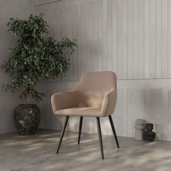 Set 2 scaune dining bej din tesatura boucle Harbo - imagine 5