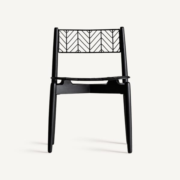 Set 2 scaune dining negru din lemn de mahon Plisse - imagine 2