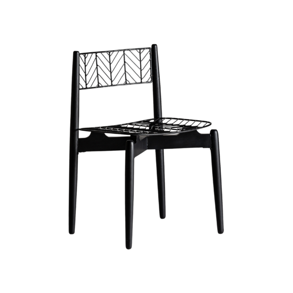 Set 2 scaune dining negru din lemn de mahon Plisse