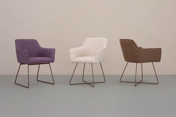Set 2 scaune dining din tesatura mov/roze Hofu - imagine 6
