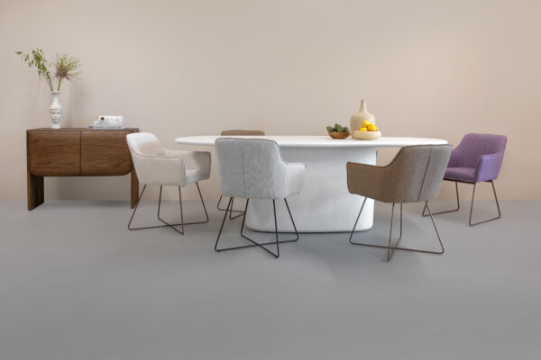 Set 2 scaune dining din tesatura mov/roze Hofu - imagine 2