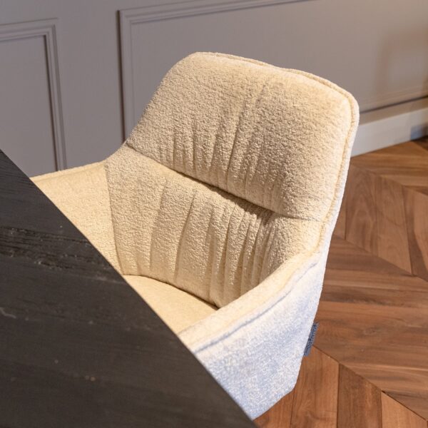 Scaun dining rotativ alb din catifea chenille Hermes - imagine 8