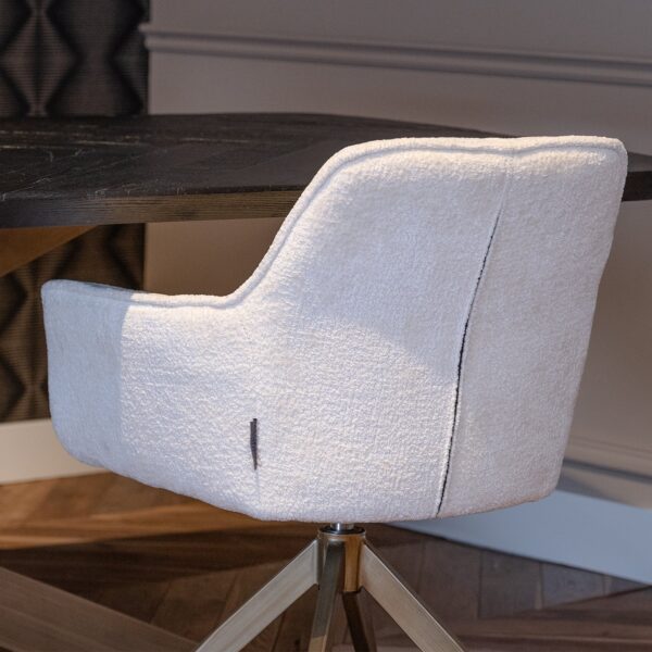 Scaun dining rotativ alb din catifea chenille Hermes - imagine 9