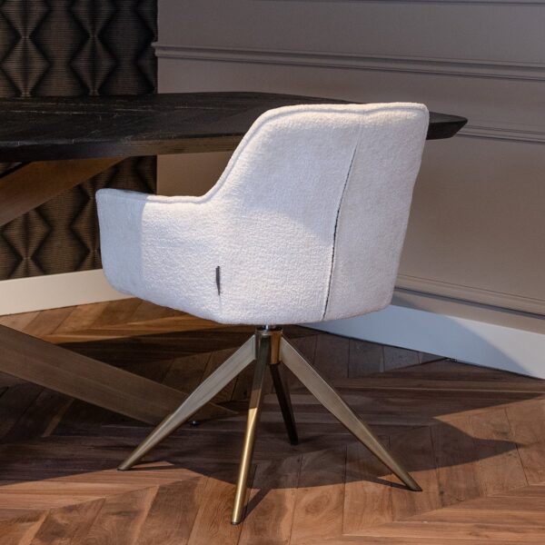 Scaun dining rotativ alb din catifea chenille Hermes - imagine 10