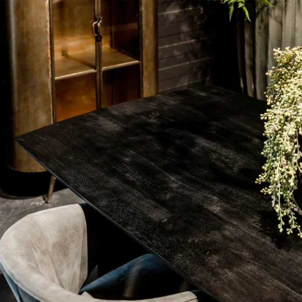 Masa dining neagra dreptunghiulara din lemn 200x100 Ostara - imagine 7