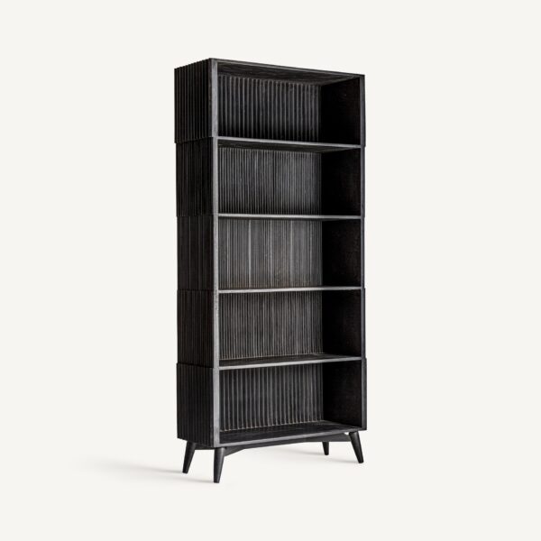 Biblioteca neagra din lemn de mango Plisse - imagine 2