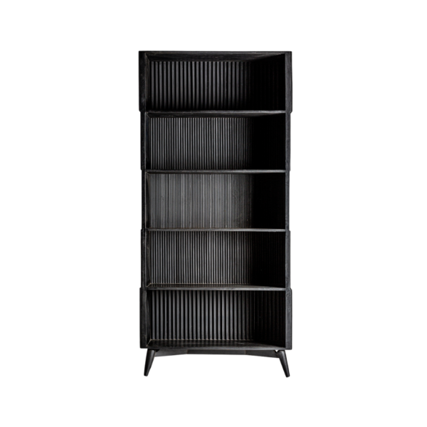 Biblioteca neagra din lemn de mango Plisse