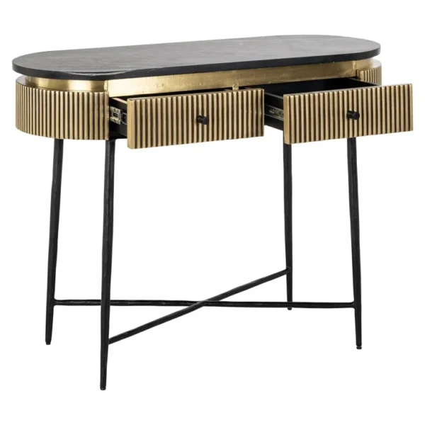 Consola aurie/neagra din MDF si marmura Ironville - imagine 5