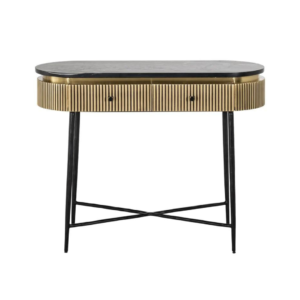 Consola aurie/neagra din MDF si marmura Ironville