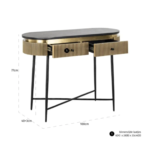 Consola aurie/neagra din MDF si marmura Ironville - imagine 12