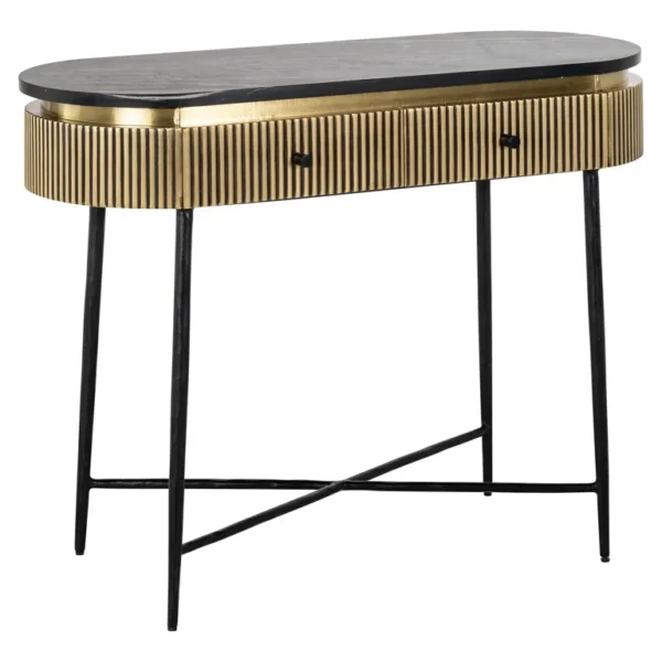 Consola aurie/neagra din MDF si marmura Ironville - imagine 3