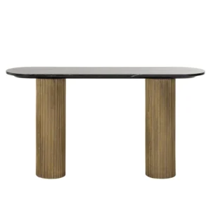 Consola aurie/neagra din MDF si marmura Tiago