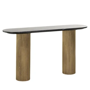 Consola aurie/neagra din MDF si marmura Tiago