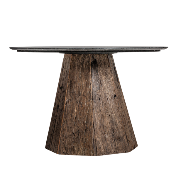 Masa dining maro natur din lemn si marmura Nordic