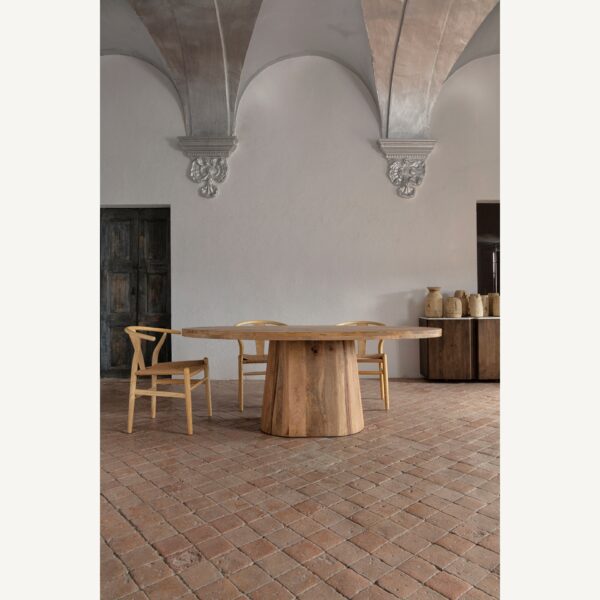 Masa dining ovala bej natur din lemn de mango 250x105cm Inner - imagine 6