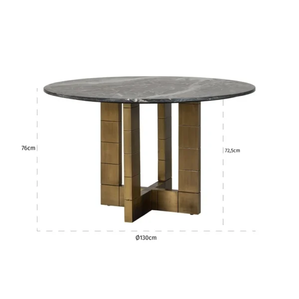 Masa dining rotunda aurie/neagra din MDF si marmura Indianna - imagine 7