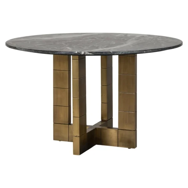 Masa dining rotunda aurie/neagra din MDF si marmura Indianna - imagine 3