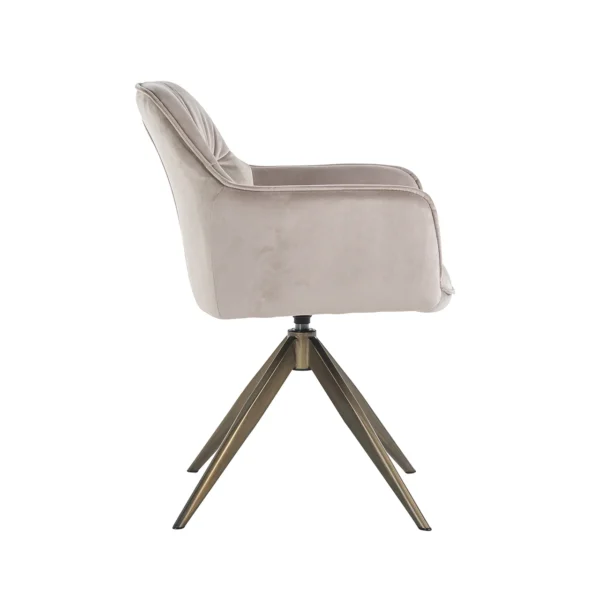 Scaun dining rotativ bej kaki din catifea Hermes - imagine 3