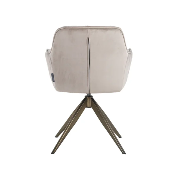 Scaun dining rotativ bej kaki din catifea Hermes - imagine 4