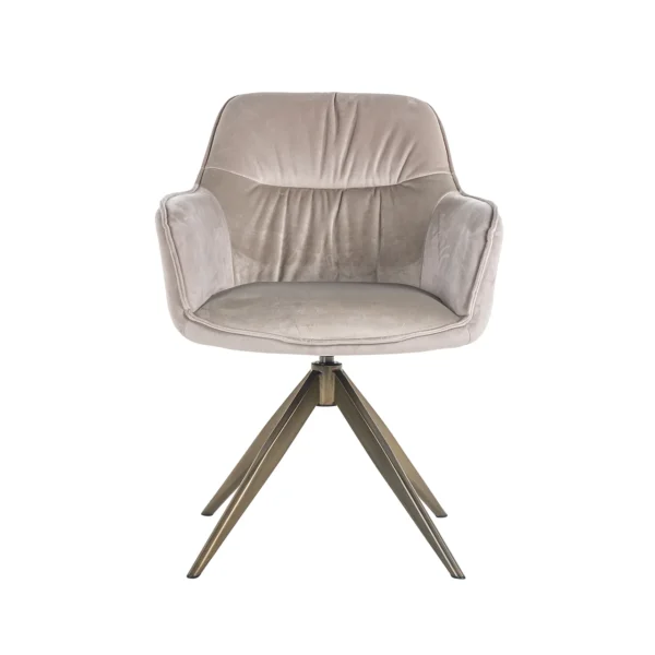 Scaun dining rotativ bej kaki din catifea Hermes - imagine 2